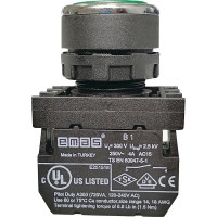 Нажимная круглая кнопка Emas зеленая, 250 В AC, 4 А,12-30 В AC/DC, B190DY