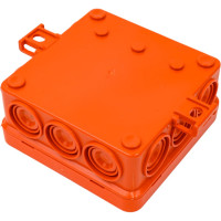 Огнестойкая коробка Экопласт JBL085 E110, о/п 85х85х38, 12 выходов, IP55, 2P, цвет оранжевый 43745HF