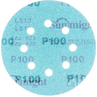 Шлифовальный круг FILM L312T SUNMIGHT 125мм на липучке 8 отв зелёный P 100 5 шт 53207R