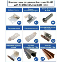 Раздвижная система для двухстворчатых шкафов-купе Левша DL148 У8-8312