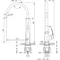 Смеситель для кухни Lemark Linara с гибким изливом LM0415C-Black