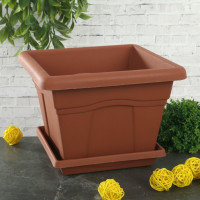 Горшок с поддоном Martika Квадро 5.1 л, 24x24 см, терракотовый С163Т