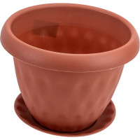 Горшок для растений с поддоном Martika Розетта 4.9 л, диам. 245 мм, терракотовый С128ТЕР