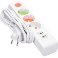 Сетевой фильтр Mutlusan Electric 3 гнезда 2xUSB,16А/250 3 метра 001 175 350002 03 00