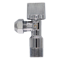 Шаровой угловой кран для воды СТМ 1/2"х3/8", ш/ш, с цангой и отражателем бабочка, хром CACR1238