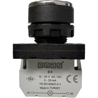 Нажимная круглая кнопка Emas зеленая, 250 В AC, 4 А,12-30 В AC/DC, B190DY