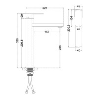 Смеситель для умывальника MELANA Stello нерж.сталь, однорычажный, сатин, литой излив 610302