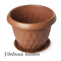 Горшок для растений с поддоном Martika Розетта 2.8 л, диам. 200 мм, терракотовый С127ТЕР