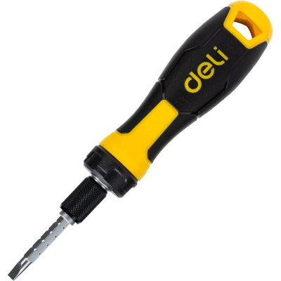 DELI Двухсторонняя отвертка с трещоткой PH2+SL6 DL626011 180мм 98383