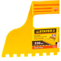 Пластмассовый зубчатый шпатель 8х8мм, 230мм STAYER 1022-8