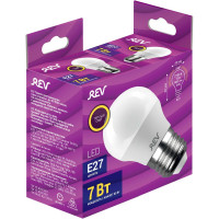 Светодиодная лампа LED G45 Е27 7W 560Лм, 2700K, теплый свет REV 32342 6