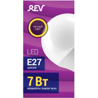 Светодиодная лампа LED G45 Е27 7W 560Лм, 2700K, теплый свет REV 32342 6