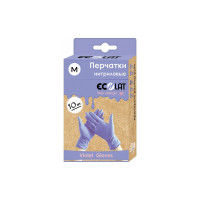 Нитриловые перчатки EcoLat сиреневые, 10 шт./уп., размер M 73037/M