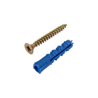 Набор для крепления ВИРТУОЗ дюбель 6x30 К, шуруп 4x35 потайная головка, желтый цинк, 150 шт. 550-11862