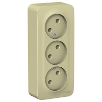 3-местная розетка Systeme Electric открытой проводки Blanca 16А IP20 250В без заземления бежевый BLNRA000317