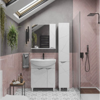 Комплект Sanstar напольная тумба Каскад 80, белая, мебельный умывальник Балтика 80 268.1-1.4.1.К