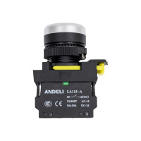 Кнопка плоская поворотная ANDELI с подсветкой 1NC LA115-A5-10D красный 220В артикул ADL10-205