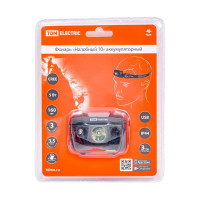Налобный фонарь TDM ELECTRIC 10 аккумуляторный, 5 Вт 1 светодиод CREE, Li-Ion 3,7 В 0,6 А*ч, USB, SQ0350-0062