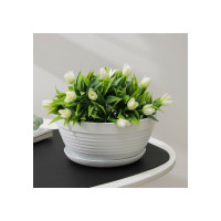 Горшок для цветов с поддоном СИМАЛЕНД Алиса 1.5 л, 20х10 см, белый 4330129