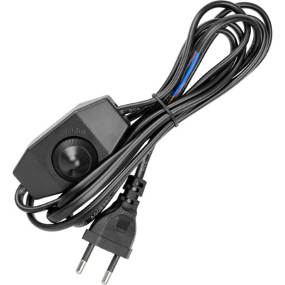 Шнур с плоской вилкой и светорегулятором TDM ELECTRIC ШУ05С2 200Вт, RL ШВВП 2x0,75мм2 2м. черный SQ1305-0052