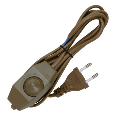Шнур с плоской вилкой и светорегулятором TDM ELECTRIC ШУ05С3 200Вт, RL ШВВП 2x0,75мм2 2м. бронза SQ1305-0053