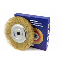 Щётка-крацовка плоская латунированная мягкая 125 мм для УШМ Orientcraft CIR012552918