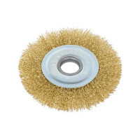 Щётка-крацовка плоская латунированная мягкая 125 мм для УШМ Orientcraft CIR012552918