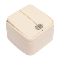 Выключатель слоновая кость 2-клавишный открытой установки с подсветкой TDM ELECTRIC IP20 10А, серия "Дача" Народная SQ1824-0017