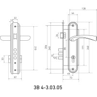 Врезной замок БУЛАТ ЗВ4-3.03.05 НОМОС (золото; 5 перфоключей; с ручками) 13562