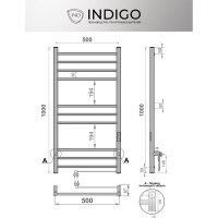 Полотенцесушитель INDIGO Line Trinity electro 100/50 таймер, скрытый монтаж, универсальное подключение R/L LСLTE100-50Rt