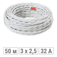 Ретро провод TDM ELECTRIC "Эко" 3x2,5 витой ГОСТ белый 50м SQ2801-0104