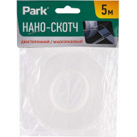 Двухсторонняя многоразовая клейкая нано-лента PARK прозрачная, 5 м 103911