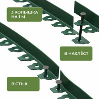 Садовый пластиковый бордюр ГеоПластБорд Манго для дачи высота 55 мм, 10 м, цвет зелёный GPBG55.10.30.Gr