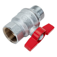 Шаровой кран Giacomini R854, 1, ВН, ручка-бабочка красная, хромированный R854X025