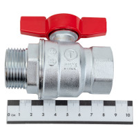 Шаровой кран Giacomini R854, 1, ВН, ручка-бабочка красная, хромированный R854X025