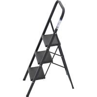 Стальная стремянка Алюмет с широкими ступенями с противоскользящими накладками 3 ступени. Серия MK 803C