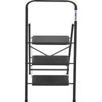 Стальная стремянка Алюмет с широкими ступенями с противоскользящими накладками 3 ступени. Серия MK 803C