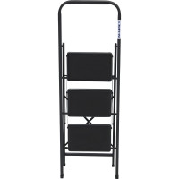 Стальная стремянка Алюмет с широкими ступенями с противоскользящими накладками 3 ступени. Серия MK 803C