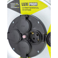 Силовой удлинитель на металлической катушке LUX PROFI К4-Е-40 (74140) КГ 3x1.5 40м 16А 4 розетки с заземлением IP44 4606400430124