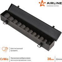 Набор головок ударных 12 шт, 10-24 мм, 38 мм, 1/2", металлический кейс Airline ATAS040