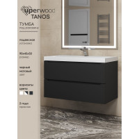 Подвесная тумба под раковину uperwood Tanos 90 см, черная 291020233