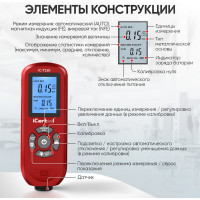 Толщиномер лакокрасочных покрытий iCarTool Fe/NFe IC-T150