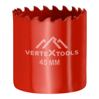 Коронка биметаллическая по металлу 45 мм vertextools 2525-45