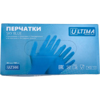 Текстурированные нитриловые неопудренные перчатки ULTIMA 100 шт ULT300 SKY BLUE, р.S/7