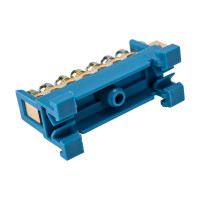 Нулевая N шина c изолятором ЮПИТЕР на DIN-рейку 6x9мм 8 групп малая стойка JP7208-01