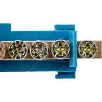 Нулевая N шина c изолятором ЮПИТЕР на DIN-рейку 6x9мм 8 групп малая стойка JP7208-01