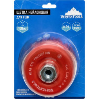 Щетка нейлоновая чашка для УШМ, 100 мм, М14 vertextools 12400-100