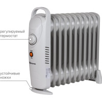 Масляный обогреватель TDM ELECTRIC МИНИ-11, 1200 Вт, 11 секций, термостат, SQ2501-0910