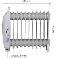 Масляный обогреватель TDM ELECTRIC МИНИ-11, 1200 Вт, 11 секций, термостат, SQ2501-0910