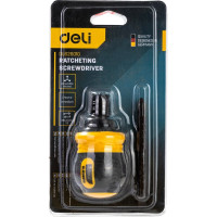 Двухсторонняя отвертка DELI с трещоткой, PH2+SL6 DL626010 (Cr-V, регулируемая длина 110-150мм, диаметр хвостовика 6мм) 98381